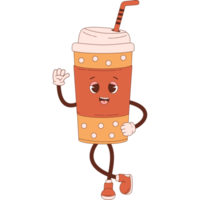 retro personaje café para llevar png