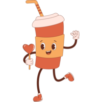 character coffee paper cup with heart png