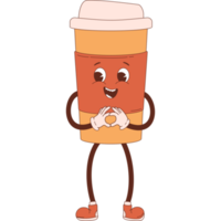 Cute retro character coffee png