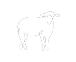 Sheep one line illustration. lamb single line. Household animals line art vector. vector