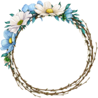 watercolor floral spring wreath png