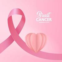 Pink ribbon of breast cancer awareness vector illustration.