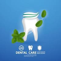 dental cuidado con menta hoja vector