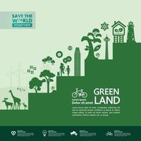 Save the world together green ecology vector illustration.