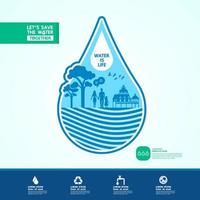 Save water together vector illustration.