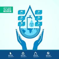 Save water together vector illustration.