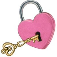 Watercolor hand drawn heart shaped lock png