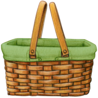 watercolor hand drawn picnic basket png