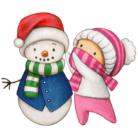 aquarelle mignonne enfant fabrication une bonhomme de neige png