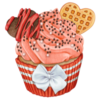 watercolor hand drawn cupcake png