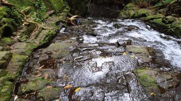 Drone shot of lost waterfall, moving down towards the fall, Mahe Seychelles video