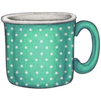 Watercolor hand drawn enamel mug png