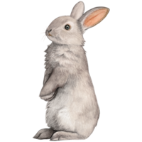 Watercolor and drawn realistic bunny png