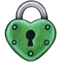 Watercolor hand drawn heart shaped lock png