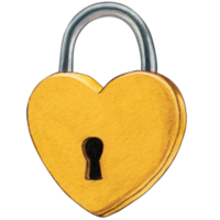 Watercolor hand drawn heart shaped lock png