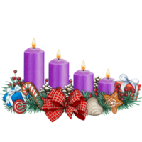 watercolor hand drawn advent candles decoration png