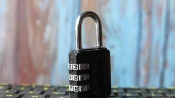 Padlock on keyboard . Internet data privacy information security concept video