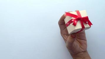 Close up of small gift box on hand video
