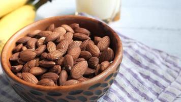 Close up of almond nuts in a bowl