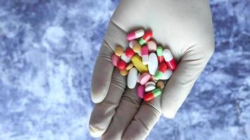 Close up of many colorful pills and capsules