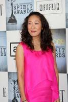 Sandra Oh arriving  at the  Film Indpendents  24th Annual Spirit Awards on the beach in Santa Monica CA  onFebruary 21 20092009 photo