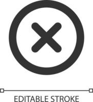 Delete button pixel perfect linear ui icon. Alert error. Toolbar control. Menu command. GUI, UX design. Outline isolated user interface element for app and web. Editable stroke vector