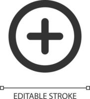 Add button pixel perfect linear ui icon. Increase volume. Toolbar control. Menu command. GUI, UX design. Outline isolated user interface element for app and web. Editable stroke vector