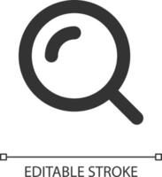 Magnifying glass pixel perfect linear ui icon. Enlarging screen. Search tool. Zoom in text. GUI, UX design. Outline isolated user interface element for app and web. Editable stroke vector