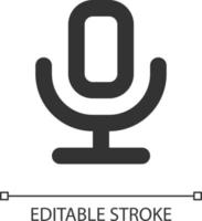 Microphone pixel perfect linear ui icon. Sharing voice messages. Converting text into audio. GUI, UX design. Outline isolated user interface element for app and web. Editable stroke vector