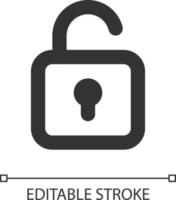 Unlocked padlock pixel perfect linear ui icon. Security setting. Folder access control. GUI, UX design. Outline isolated user interface element for app and web. Editable stroke vector