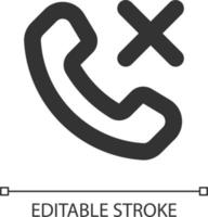 Decline phone call pixel perfect linear ui icon. Reject feature. Ending conversation option. GUI, UX design. Outline isolated user interface element for app and web. Editable stroke vector