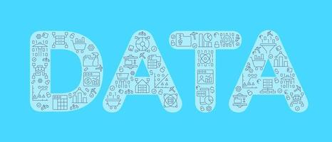 datos minería píxel Perfecto conformado concepto lleno con editable lineal iconos trabajo con base de datos. sencillo Delgado línea símbolos composición en turquesa antecedentes. vector contorno dibujo