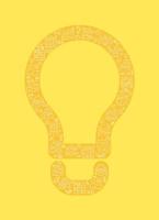 Teamwork pixel perfect shaped concept filled with editable linear icons. Team interaction. Lightbulb. Simple thin line symbols composition on yellow background. Vector outline drawing