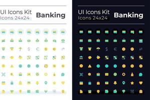 Banking flat color ui icons set for dark, light mode. Money transactions and operations. GUI, UX design for mobile app. Vector isolated RGB pictograms