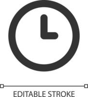 Clock pixel perfect linear ui icon. Set alarm. Tracking time. Snooze feature. Daily reminder. GUI, UX design. Outline isolated user interface element for app and web. Editable stroke vector