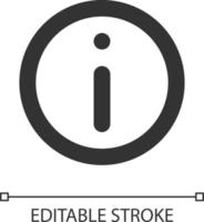 Info pixel perfect linear ui icon. Additional information. Updates. Show helpful text. GUI, UX design. Outline isolated user interface element for app and web. Editable stroke vector