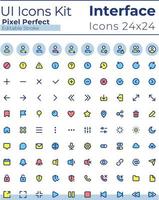 Comprehensible and simple looking pixel perfect RGB color ui icons set. System settings. GUI, UX design for mobile app. Vector isolated pictograms. Editable stroke