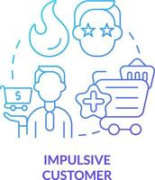 Impulsive customer blue gradient concept icon. Feeling based purchases. Type of business clients abstract idea thin line illustration. Isolated outline drawing vector