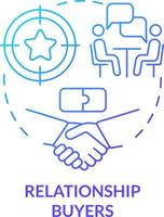 Relationship buyers blue gradient concept icon. Loyal clients. Communication. Dealing with customers abstract idea thin line illustration. Isolated outline drawing vector