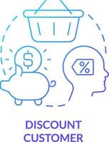 Discount customer blue gradient concept icon. Loyalty program participant. Type of business clients abstract idea thin line illustration. Isolated outline drawing vector