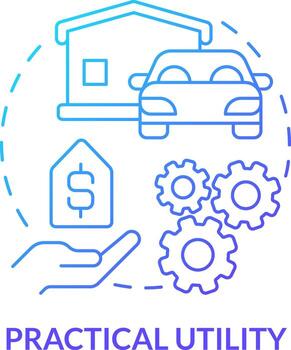 Practical utility blue gradient concept icon. Benefit for customers. Large purchases. Product value abstract idea thin line illustration. Isolated outline drawing vector