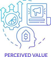 Perceived value blue gradient concept icon. Professional marketing result. Product advantage abstract idea thin line illustration. Isolated outline drawing vector