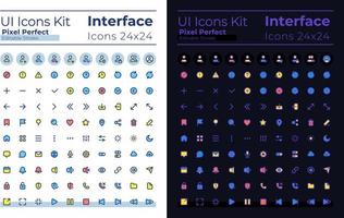 Minimalistic and simple looking pixel perfect RGB color ui icons set for dark, light mode. GUI, UX design for mobile app. Vector isolated pictograms. Editable stroke