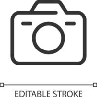 Camera pixel perfect linear ui icon. Digital and analogue. Instrument for making pictures. GUI, UX design. Outline isolated user interface element for app and web. Editable stroke vector