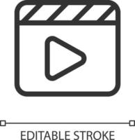 Video editing pixel perfect linear ui icon. Production process. Visual content creation. GUI, UX design. Outline isolated user interface element for app and web. Editable stroke vector