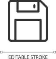 Save pixel perfect linear ui icon. Floppy disk. Digital storage and memory. Electronic device. GUI, UX design. Outline isolated user interface element for app and web. Editable stroke vector