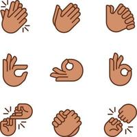 Gestures and communication pixel perfect RGB color icons set. Non verbal signals. Body expression. Isolated vector illustrations. Simple filled line drawings collection. Editable stroke