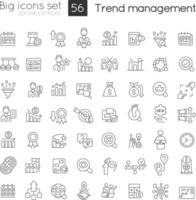 Trend management linear icons set. Stock market analytics. Trading strategy. Customizable thin line symbols. Isolated vector outline illustrations. Editable stroke