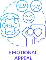 Emotional appeal blue gradient concept icon. Advertising strategy abstract idea thin line illustration. Stimulating consumer emotions. Isolated outline drawing vector