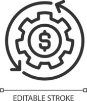 Money management pixel perfect linear icon. Achieve financial success. Cash transformation. Budgeting. Thin line illustration. Contour symbol. Vector outline drawing. Editable stroke